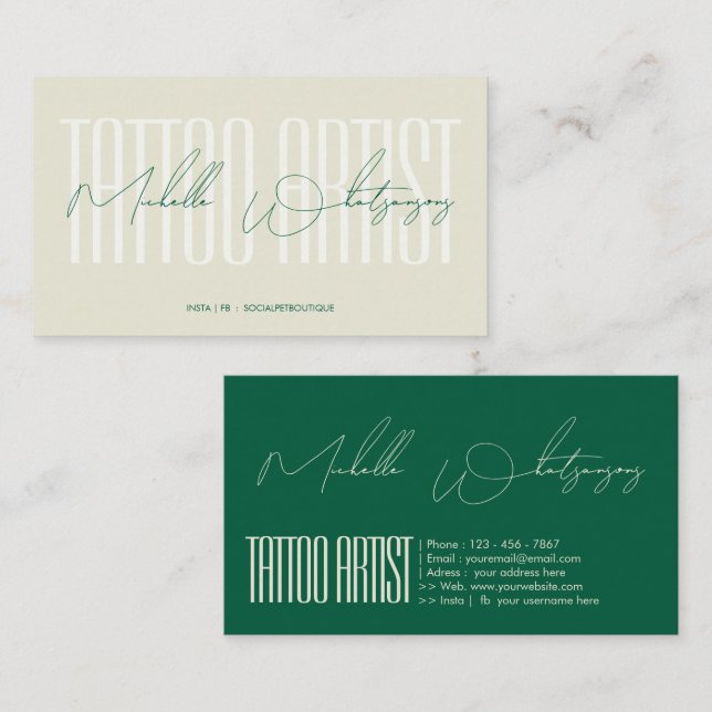 Monogram TATTOO ARTIST modern script Business Card (Front/Back)