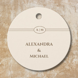 Monogram Taupe Christian Wedding Thank You Favour Tags