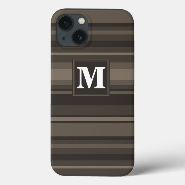 Monogram taupe stripes Case-Mate iPhone case (Back)