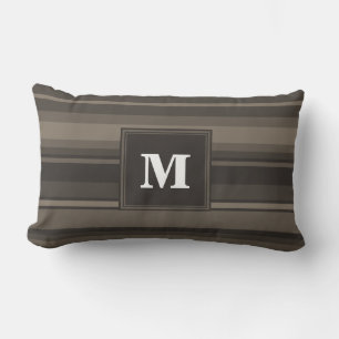 Monogram taupe stripes lumbar cushion
