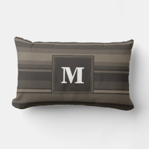 Monogram taupe stripes lumbar cushion