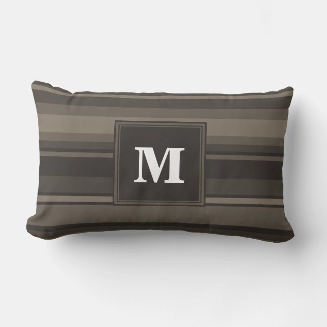 Monogram taupe stripes lumbar cushion (Front)
