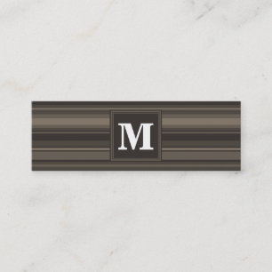 Monogram taupe stripes mini business card