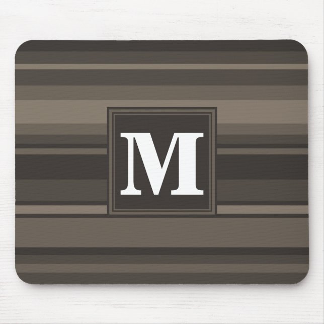 Monogram taupe stripes mouse pad (Front)