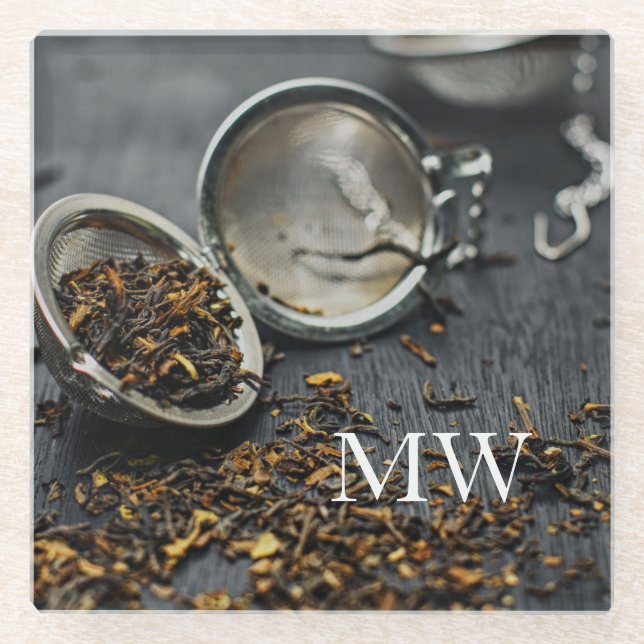 Monogram Tea Glass Coaster (Front)