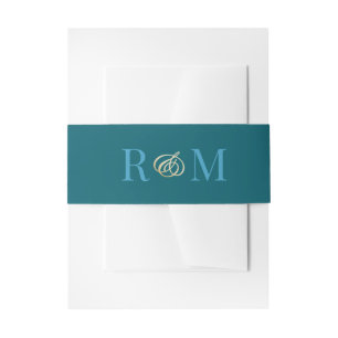 Monogram Teal Aqua Turquoise Elegant Wedding Invitation Belly Band