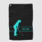 Monogram Teal on Black Woman Silhouette Golfer