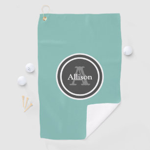 Monogram Teal Personalised Name Womens Golf Towel