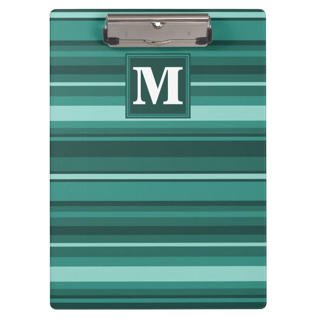 Monogram teal stripes clipboard (Front)