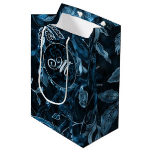 Monogram Teal Vintage Floral GIft Bag