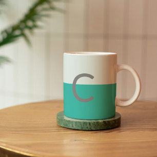 Monogram Teal Watercolor Classic Coffee Mug