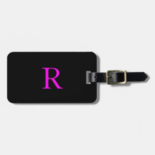 Monogram Template Cute Initial Name Black Hot Pink Luggage Tag