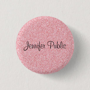 Monogram Template Elegant Rose Gold Glitter Look 3 Cm Round Badge