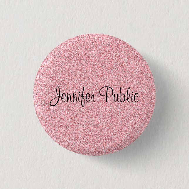 Monogram Template Elegant Rose Gold Glitter Look 3 Cm Round Badge (Front)