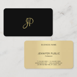 Monogram Template Modern Elegant Black And Gold Business Card
