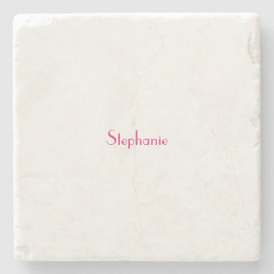 Monogram Template Pink Custom Name Gift 2023 Stone Coaster