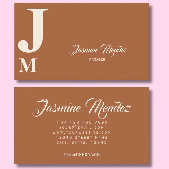Monogram Terracota Typography Business Card (Creator Uploaded)