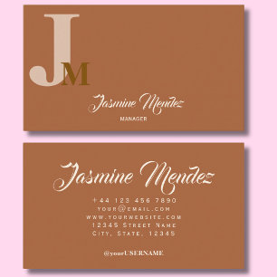 Monogram Terracota Typography Business Card