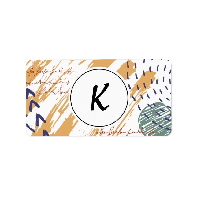 Monogram Terracotta Abstract Doodle Label (Front)