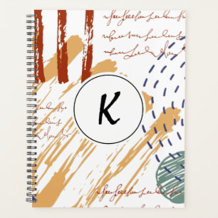 Monogram Terracotta Abstract Doodle Planner