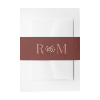Monogram Terracotta Elegant Wedding Invitation Belly Band
