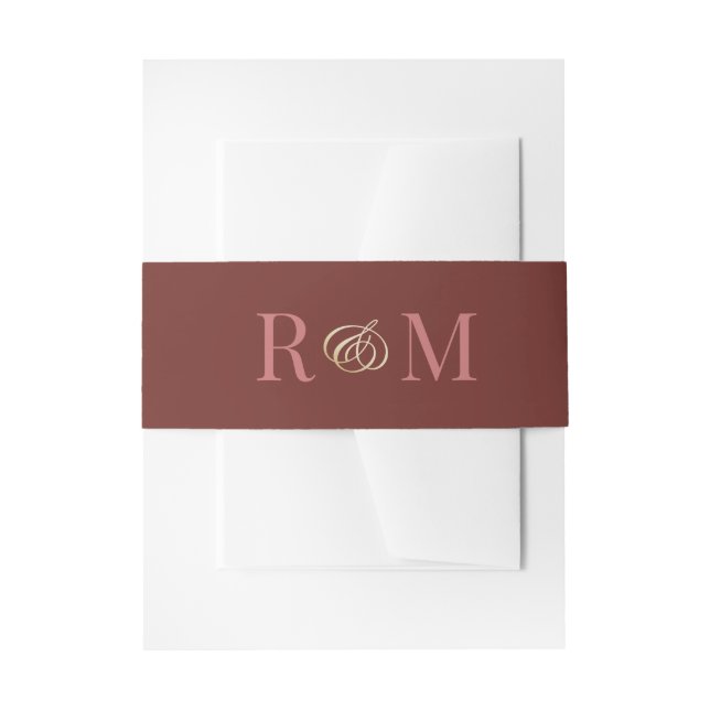 Monogram Terracotta Elegant Wedding Invitation Belly Band (Front Example)