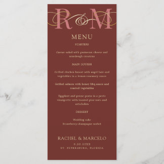 Monogram Terracotta Elegant Wedding Menu