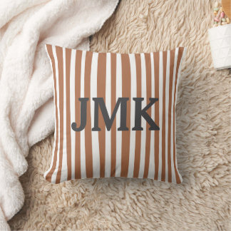 Monogram Terracotta Modern Stripes Minimalist Cushion