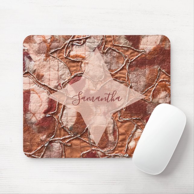 Monogram Terracotta Orange Boho Retro Abstract Mouse Pad (With Mouse)