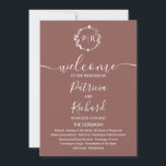 Monogram Terracotta Wedding Program Invitation<br><div class="desc">A simple chic foliage faux foil monogram terracotta wedding program. Easy to personalise with your details. Modern boho wedding program editable, wreaths photo wedding invitation, customisable, calligraphy handwritten font, simple, elegant. CUSTOMIZATION: If you need design customisation, please contact me through chat; if you need information about your order, shipping options,...</div>