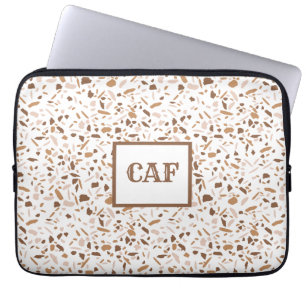 Monogram Terrazzo Brown and Beige and White Laptop Sleeve