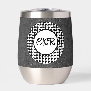 Monogram Text, Houndstooth Denim Stainless Steel