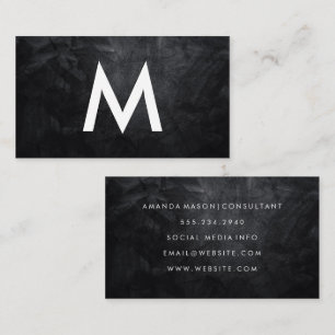 Monogram Texture Black Business Card