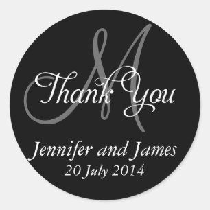 Monogram Thank You Wedding Favour Stickers