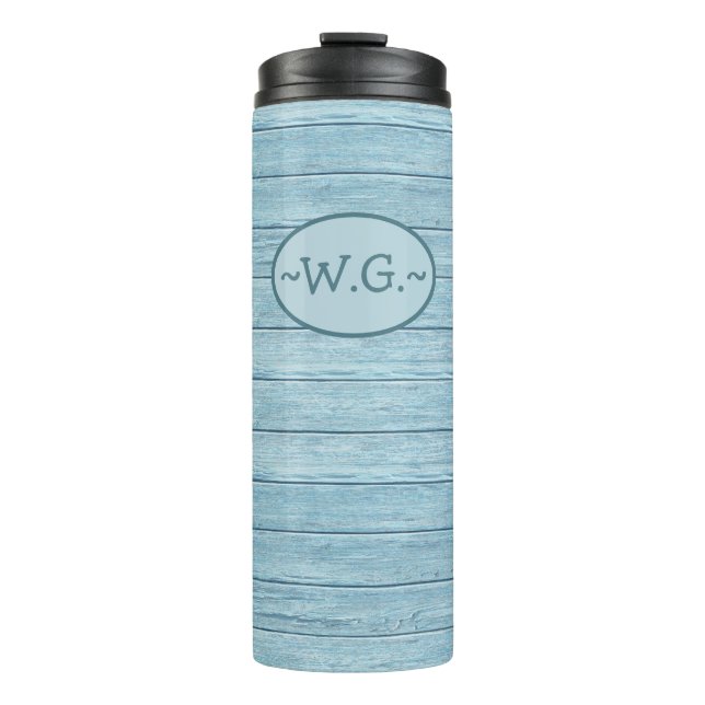 Monogram Thermal TumbDriftwood Beach design.Slate Thermal Tumbler (Front)