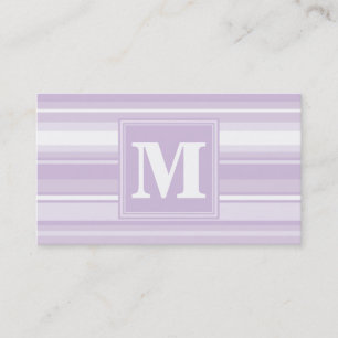 Monogram thistle purple stripes business card