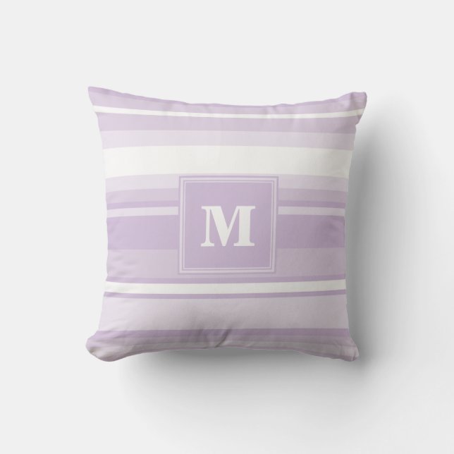Monogram thistle purple stripes cushion (Front)