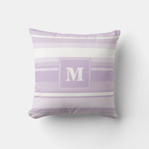 Monogram thistle purple stripes cushion