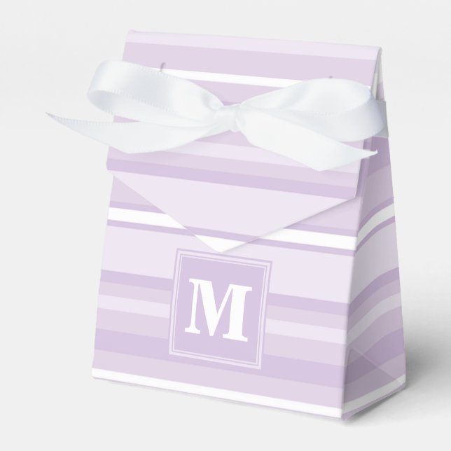 Monogram thistle purple stripes favour box (Front Side)
