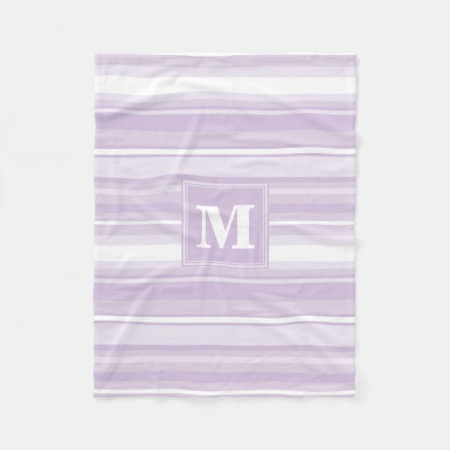 Monogram thistle purple stripes fleece blanket (Front)