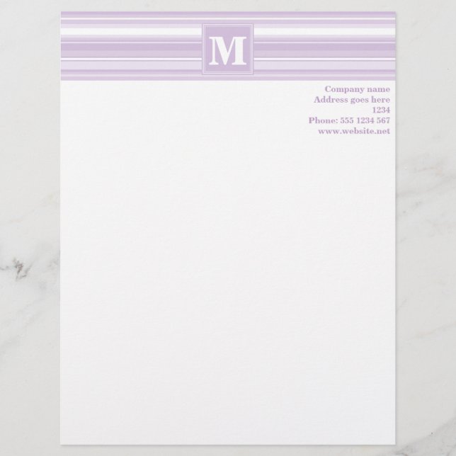 Monogram thistle purple stripes letterhead design (Front)