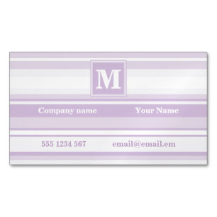 Monogram thistle purple stripes magnetic business card