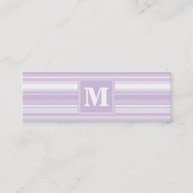 Monogram thistle purple stripes mini business card (Front)