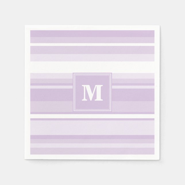 Monogram thistle purple stripes napkin (Front)