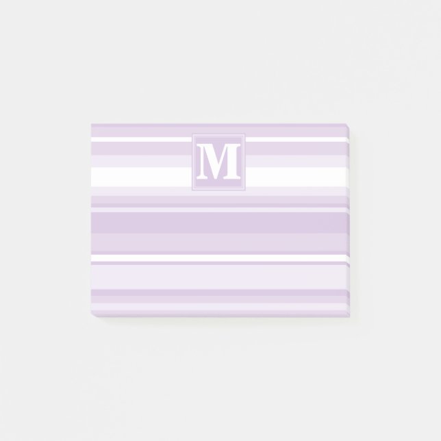 Monogram thistle purple stripes post-it notes (Front)