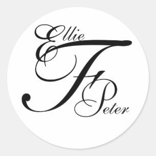 Monogram Three Letters & Names Wedding Sticker