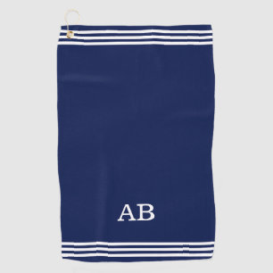 Monogram & Three Stripes on Navy Blue Golf Towel