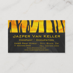 Monogram Tiger Black and Orange Print Pattern Business Card