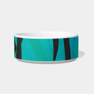 Monogram Tiger Black and Teal Print Pattern Bowl