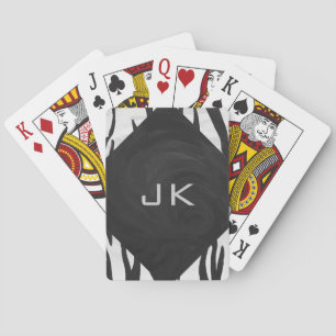 Monogram Tiger Black and White Print Playing Cards